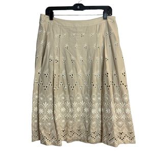 NWT Folio cream embroidered eyelet lace skirt size 10